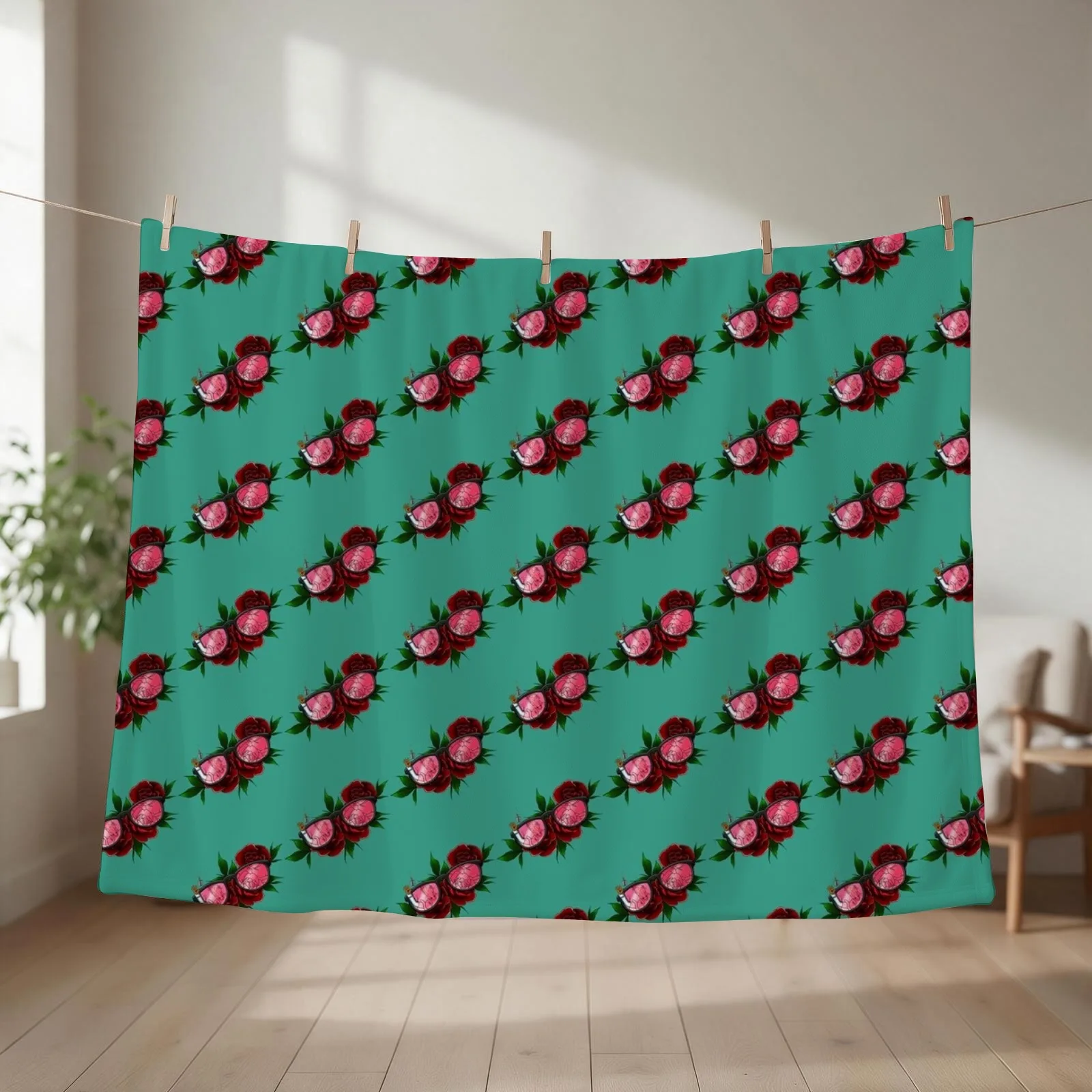 Rose Colored Glasses Throw Blanket couch cozy soft plush fuzzy picnic outdoor blanket