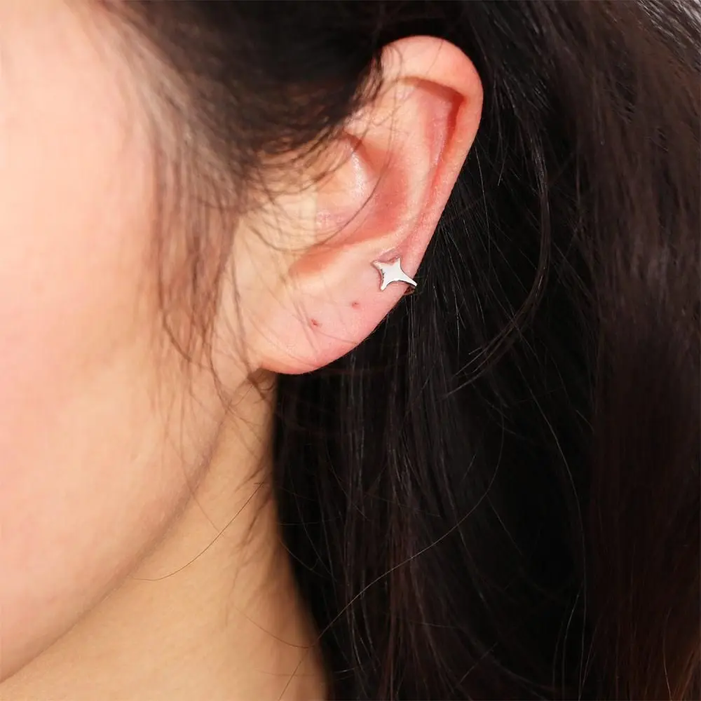 Ladies Girls Fashion Jewelry Silver Color Ear Cuff Star Shaped Korean Style Star Ear Clips Women Earrings Cartilage Stud
