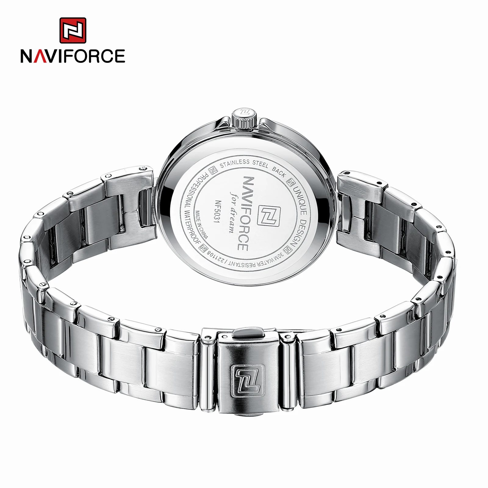 NAVIFORCE New High Quality Women\'s Luxury Watch Casual Elegant Stainless Steel Waterproof Ladies Quartz Wristwatch Reloj Mujer