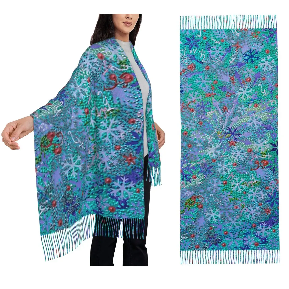 

Железная снежинка - шарф Rossella Picciani, шарфы с кисточками, женские мягкие теплые шали и накидки, большая осенне-зимняя шаль