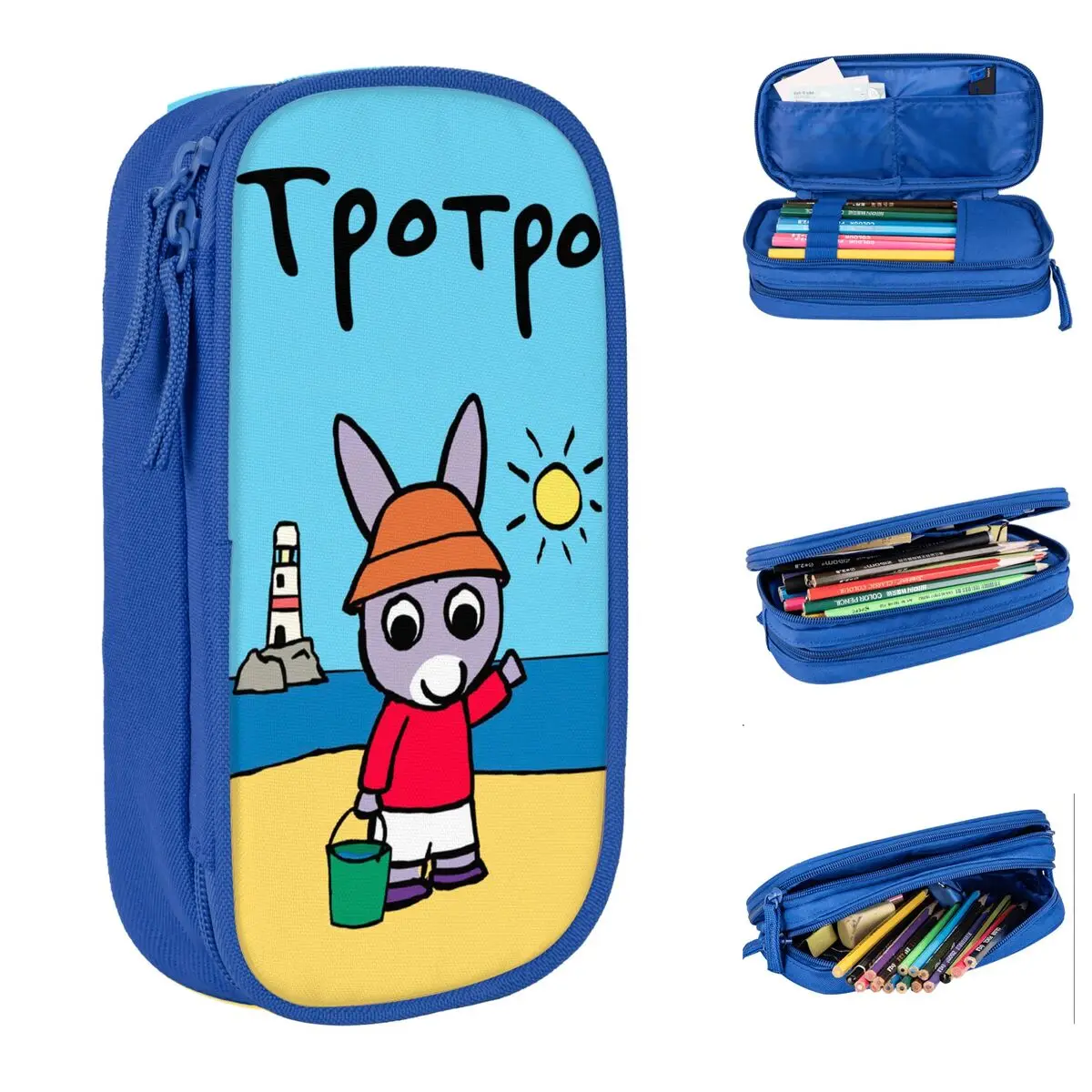 

Милые пеналы с героями мультфильмов Trotro, модная сумка для ручек в стиле аниме для девочек и мальчиков, большая офисная косметичка для хранения, пенал
