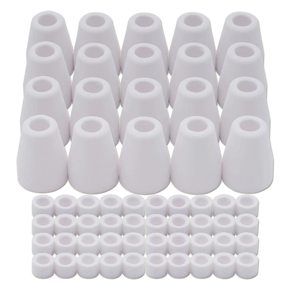 60Pcs for PT-31 JG-40 WSD-LG40 Plasma Cutter Consumables Alumina Ceramics Shield Cup 18204 & Gas Ring 18785