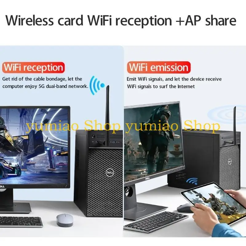 587b USB WiFiアダプターワイヤレスネットワークカード650mアンテナデュアルバンドRTL8811CU