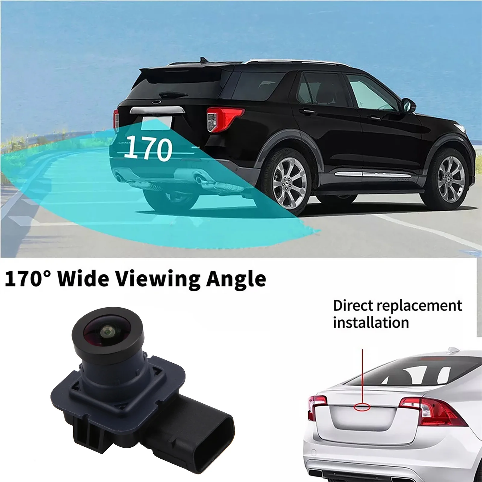 EB5Z-19G490-A Rear View Backup Camera for Ford Explorer 11-2015 170° Wide Angle Night Vision Reverse Park Assist Auto Accessory