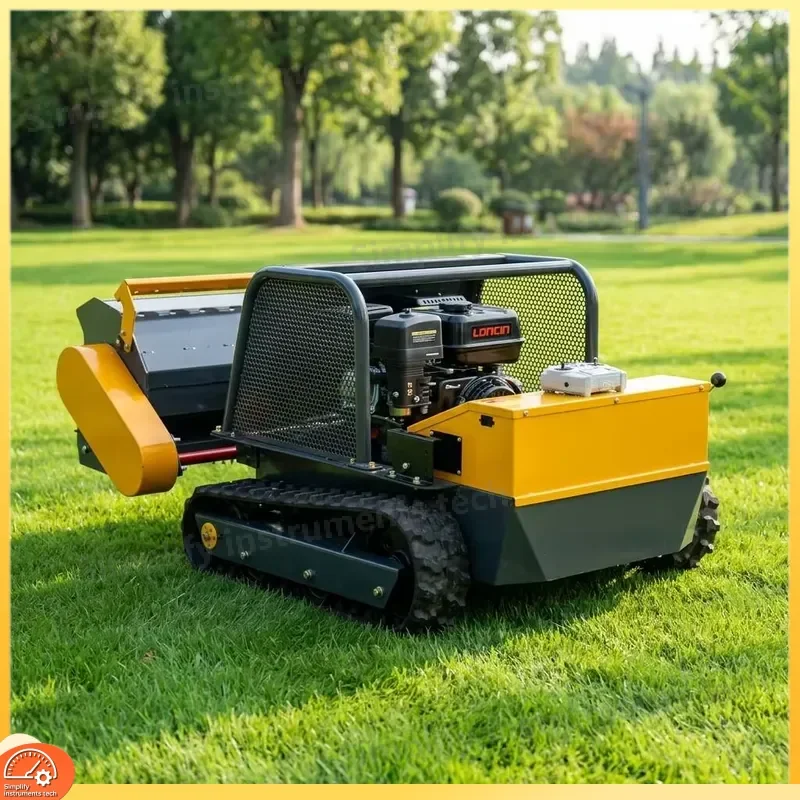 Remote Control Crawler Lawn Mower Engine 80cm 100cm 120cm Strong Climbing Slope Grass Cutter for Orchard Farm Garden