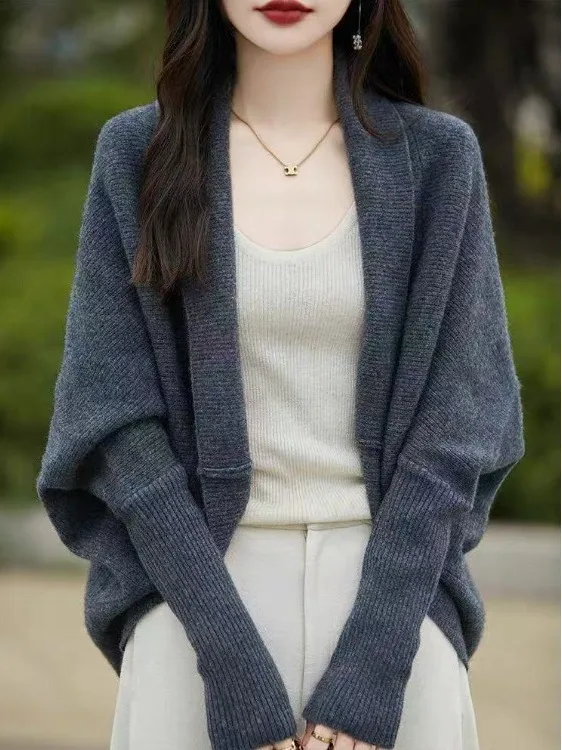 

Faionable Batwing Sve Open Cardigan Cape Sweater Outerwear Design Sensation Sle Women's Knitwear Spring Autumn W...