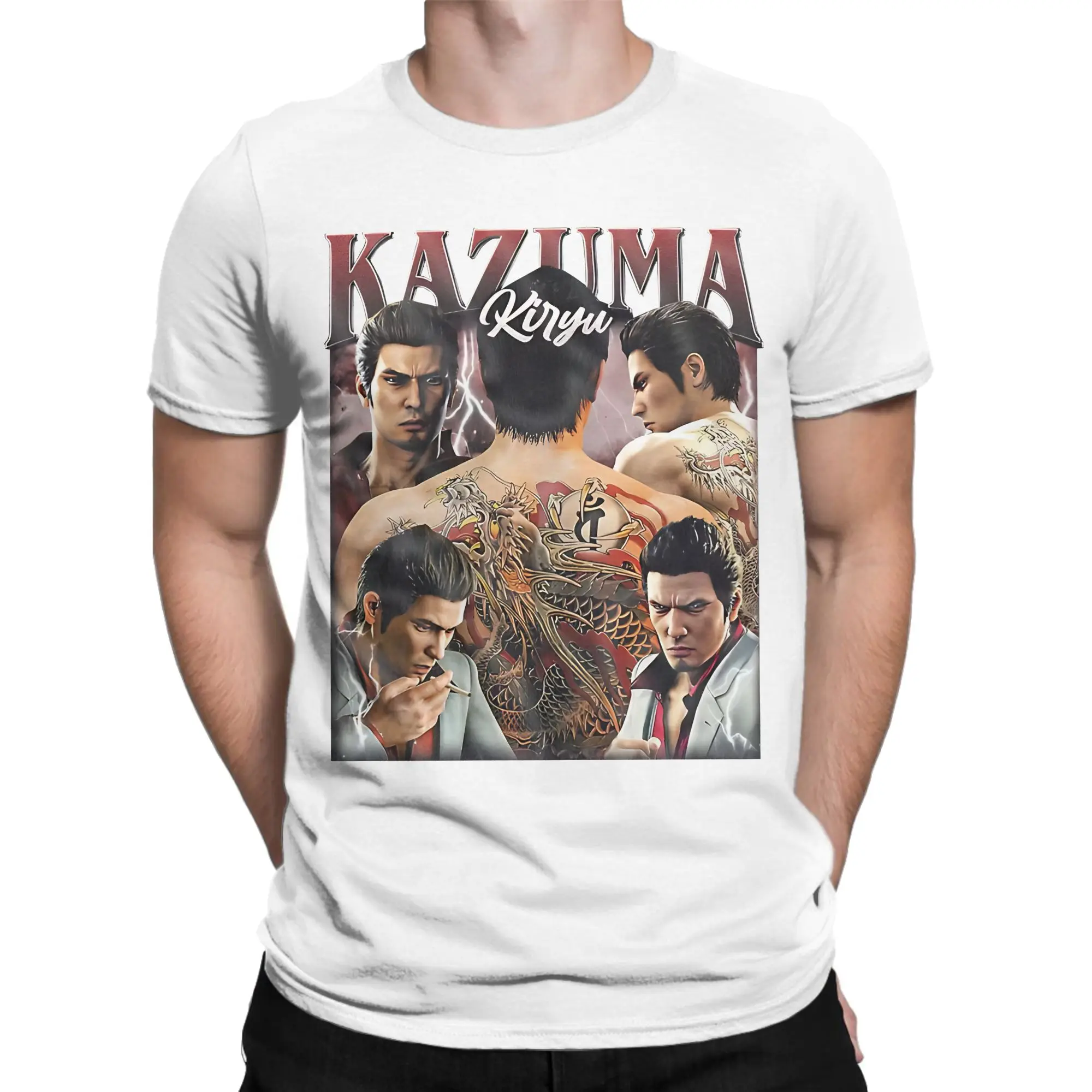 Men Women Kazuma Kiryu Vintage T Shirts Like a Dragon Yakuza Game 100% Cotton Clothing Vintage Short Sleeve Tee T-Shirts