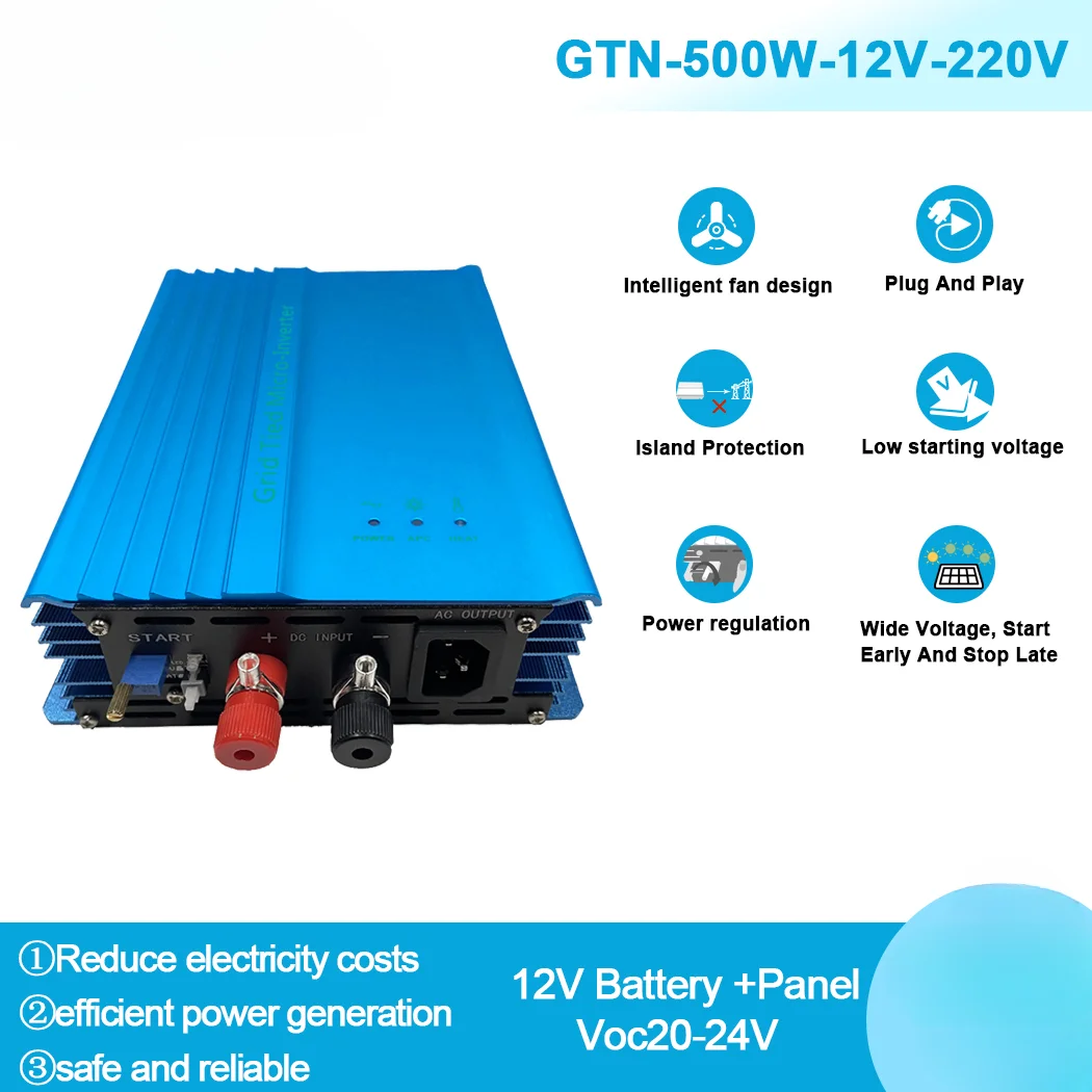 

500W Grid Tie Inverter DC16V-28V MPPT Pure Sine Wave AC230V Solar Panel,Adjutable 12V Battery Discharge