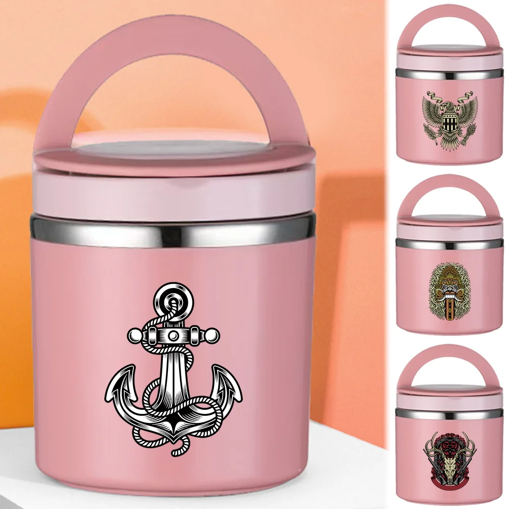 

Lightweight Single Layer Insulated Soup Cup Children School Student Office Solid Color Bento Box Picnic Skull Print Thermal Jar