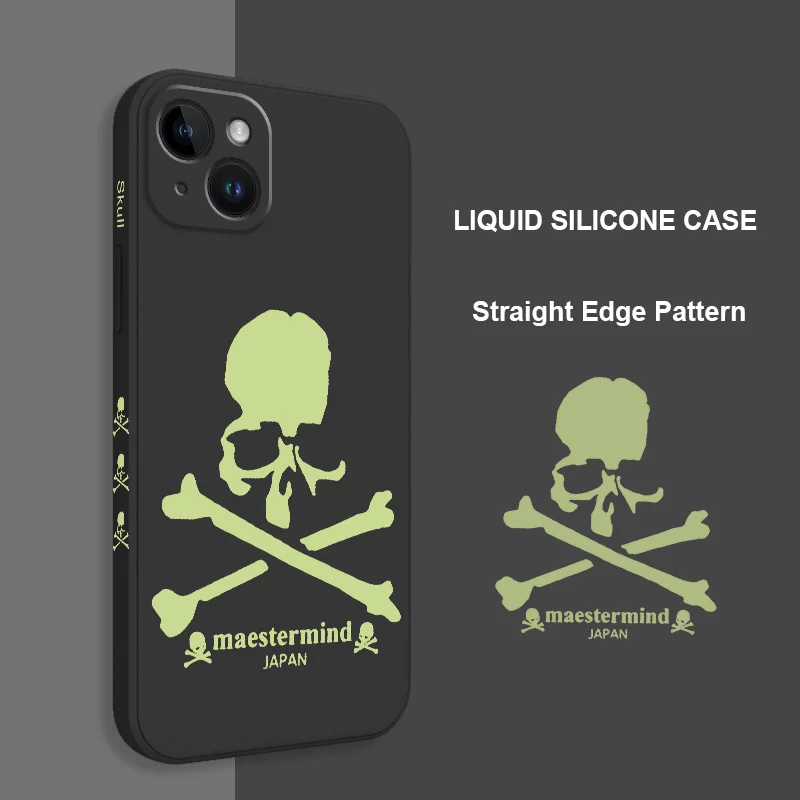 Fluorescent Skull Phone Case For iPhone 16 15 14 13 12 11 X XR XS SE2 SE2020 8 7 6 6S Plus Pro Max Mini Silicone Cover