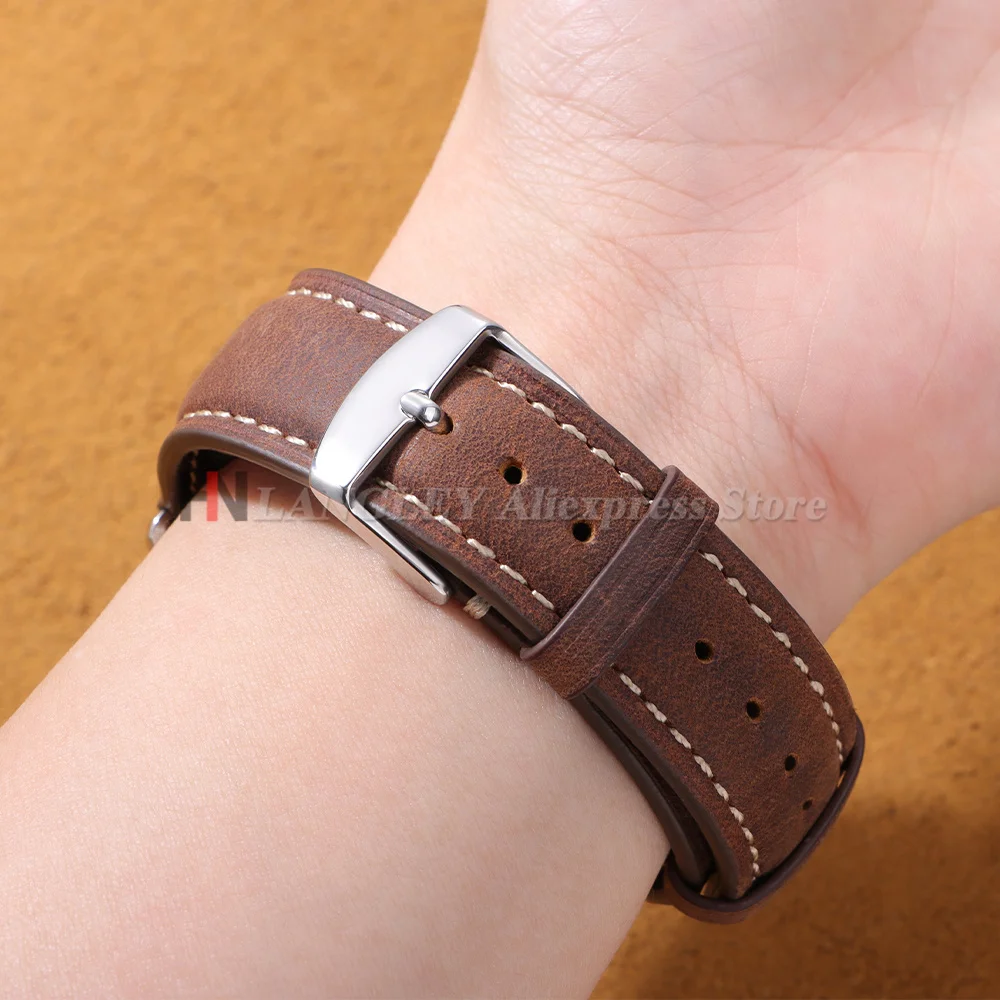 Schnellwechsel-Uhrenarmband für Herren und Damen, Uhrenarmband aus Rindsleder, Ersatzarmband, 14 mm, 16 mm, 18 mm, 20 mm, 22 mm, 24 mm, Vintage-braune Armbänder. – Detail 11