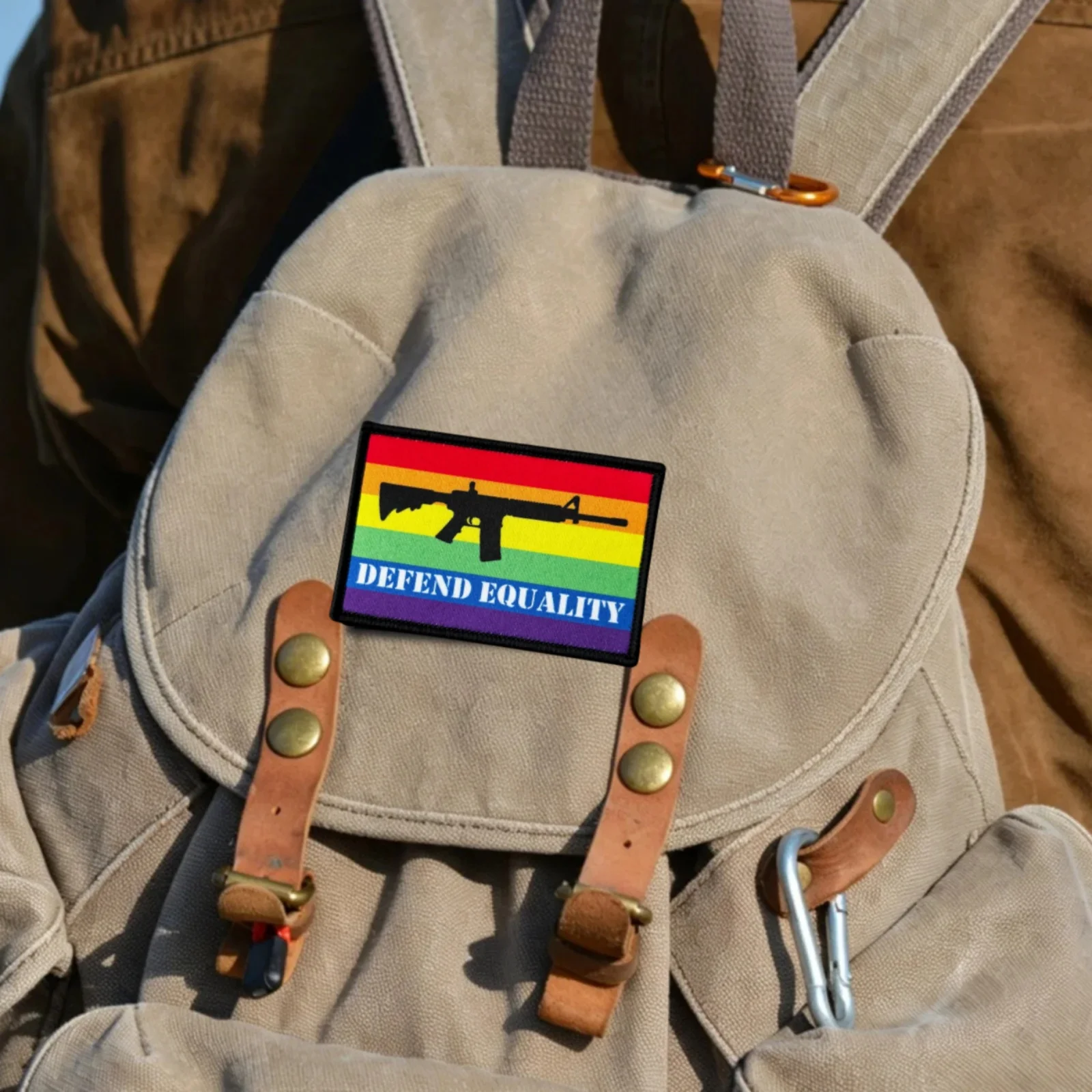 Rainbow Flag Tactical Morale Badge Defend Equality Patch Gun Rifle Print Hook Loop Patches for Backpack Jacket Clothing