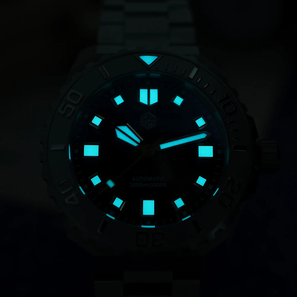 San Martin 1000m Deep Waterproof 43mm Men Diver Watch with Helium Escape Valve NH35 Automatic Mechanical Wave Enamel Dial SN0147 - Image 6