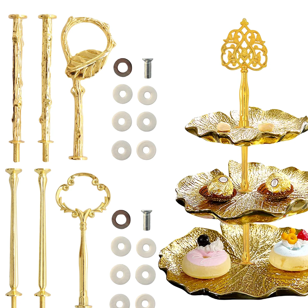 3 Tier Cake Display Stand Hardware Crown Metal Fitting Party Tray Cake Food Dessert Rack Cake Holder for Kitchen Home No Plate