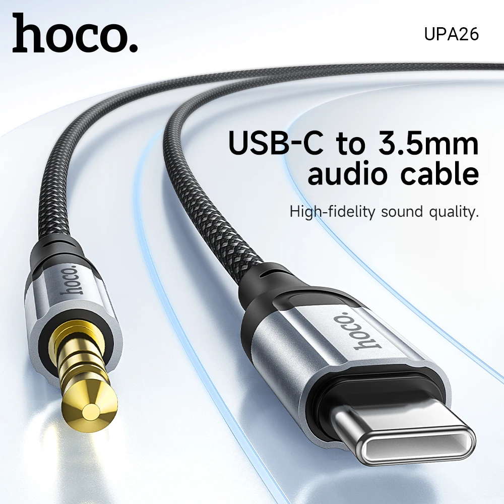 

HOCO Type C to 3.5mm AUX Audio Braid Cable Male to Male Jack Headphones USB C Adapter For iPad Phones Laptop Tablets Car Audio