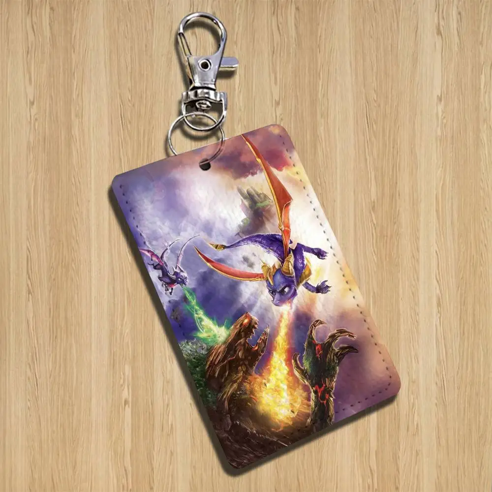 S-Spyro R-Reignited TrilogyS Keychain Holder Suitable For Subway Bank Card Bus Card Case Badge Holder Wallet  Textured pattern