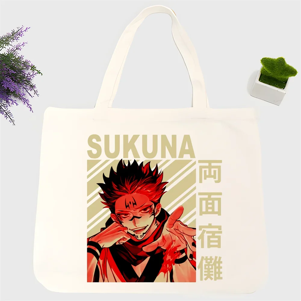 Jujutsu Kaisen Cartoon Ryomen Sukuna Itadori Yuji Okkotsu Yuta Gojo Satoru Print  Eco Reusable Shopping Fashion Ulzzang Bags