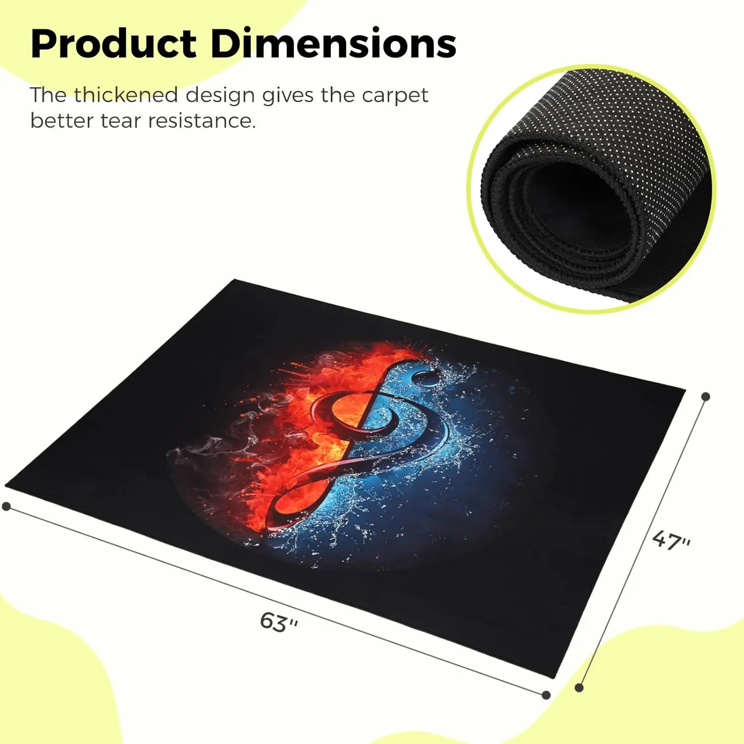 Durable Drum Practice Mat, Soundproof Rug for Electric/Jazz Kits, Non-Slip Floor Protection, Drummer Accessory Gift