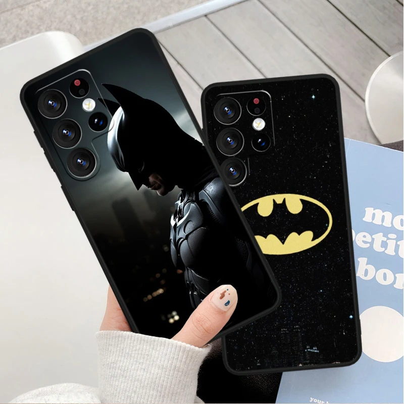 Fajny B-Batman bohater dla Samsung Galaxy S24 S23 S22 S21 S20 FE S10e S10 S9 Ultra Plus miękki TPU czarny futerał na telefon