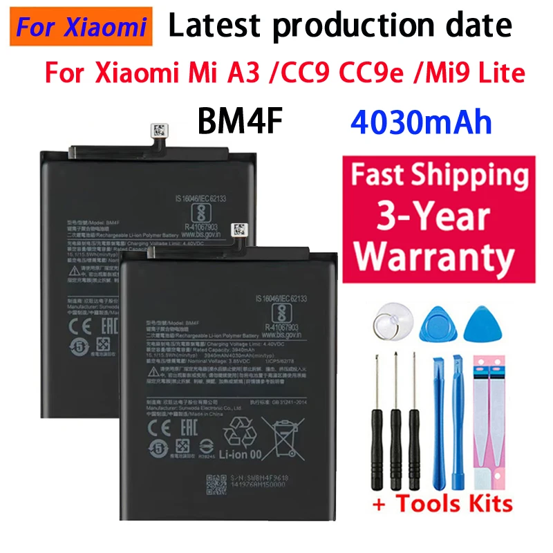 100% For XIAO MI Replacement Phone Battery BM4F for Xiaomi Mi A3 CC9 CC9e CC9 Mi9 Lite bateria Batteries Fast Shipping