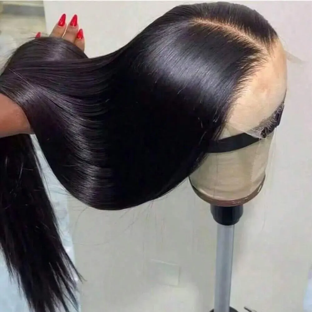 40 Zoll 13x6 HD Lace Front Perücke aus brasilianischem Echthaar, sofort tragbar, glattes Echthaar, 250% Dichte, vorgezupft