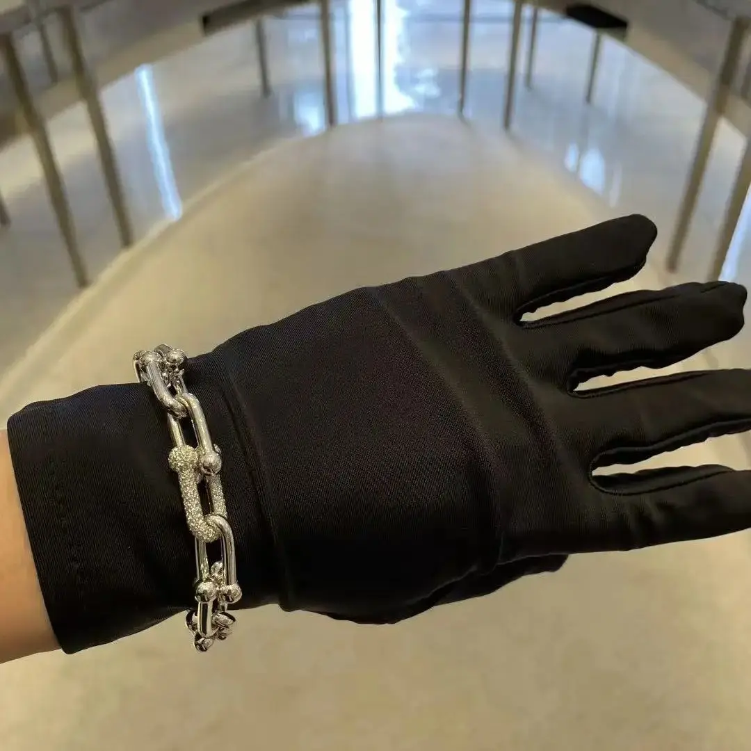 

French original design S925 sterling silver bracelet, hip-hop design style, diamond inlaid trendy fashion, holiday gift