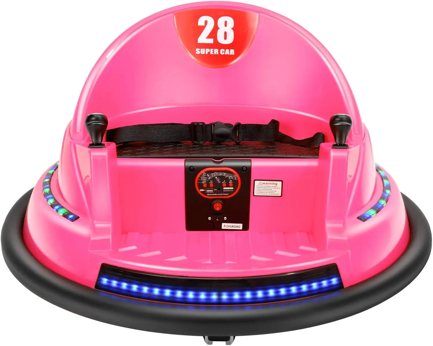 Race Toy 6V Electric Ride On Bumper Car Vehicle Remote Control 360 Spin DIY Numbers 00-99 ASTM-Certified Pink