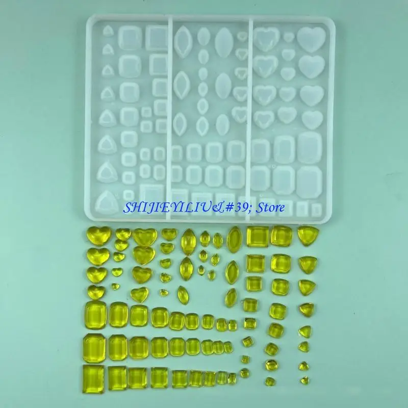E21F Heart Square Crystal Moldant Resin Mold Ice Cubes Silicone Mold Diy-Jewelry