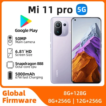샤오미 미 11 프로 안드로이드 5G 잠금 해제 6.81 인치, 12GB RAM, 256GB ROM, 모든 색상, 좋은 상태, 정품 중고 전화