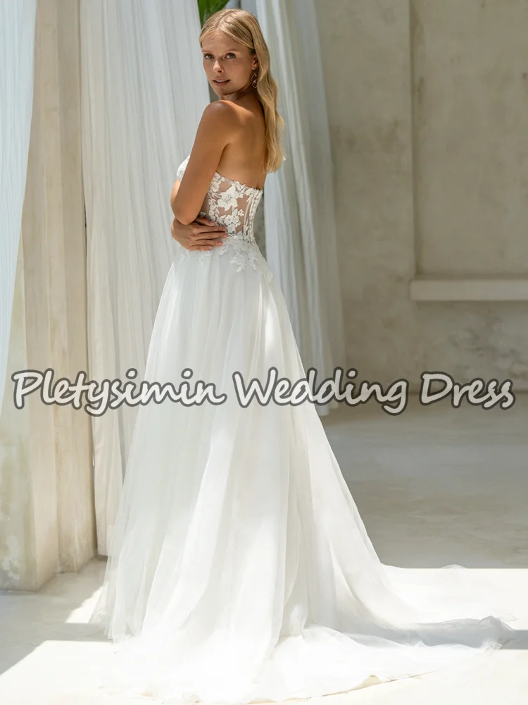 Plteysimin élégant chérie Boho robes De mariée 2026 dos nu une ligne Tulle robes De mariée plage Vestido De Noiva personnalisé