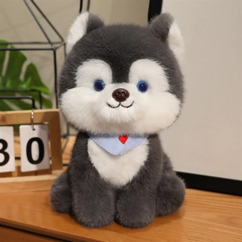 Simpatico cucciolo di peluche Husky bambola di pezza morbida per bambini Comfort coccole giocattolo Kawaii Husky Plushie per ragazzi ragazze regalo di compleanno