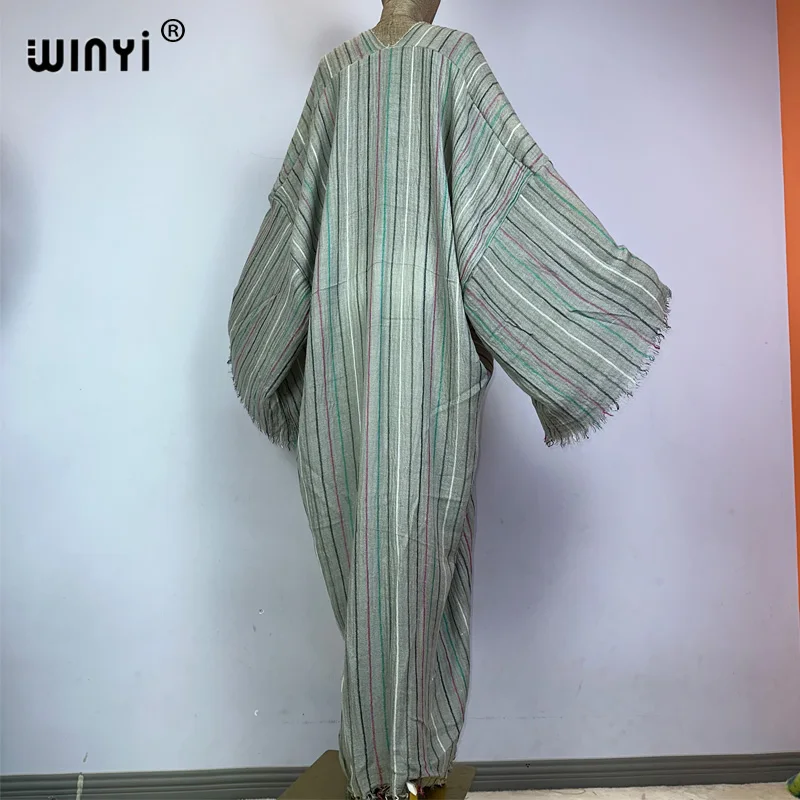 WINYI nowa moda kimono jesienna elegancki kardigan seksowna sukienka maxi plaża strój kąpielowy monocolour ręcznie farbowana odzież wierzchnia