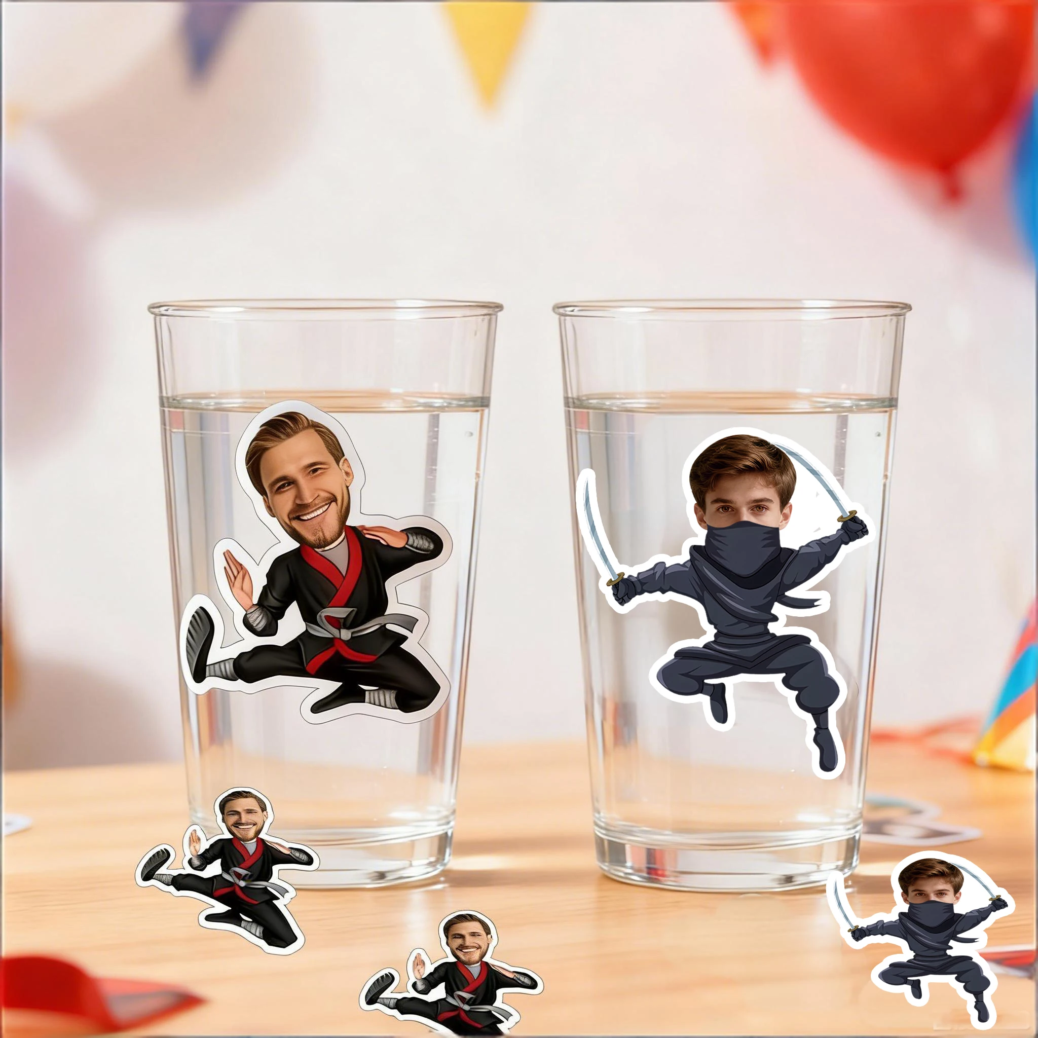Maßgeschneiderte Ninja-Aufkleber für das Gesicht, perfekt für Geburtstagsdekorationen für Ninja-Enthusiasten, Aufkleber mit Samurai-Motiv