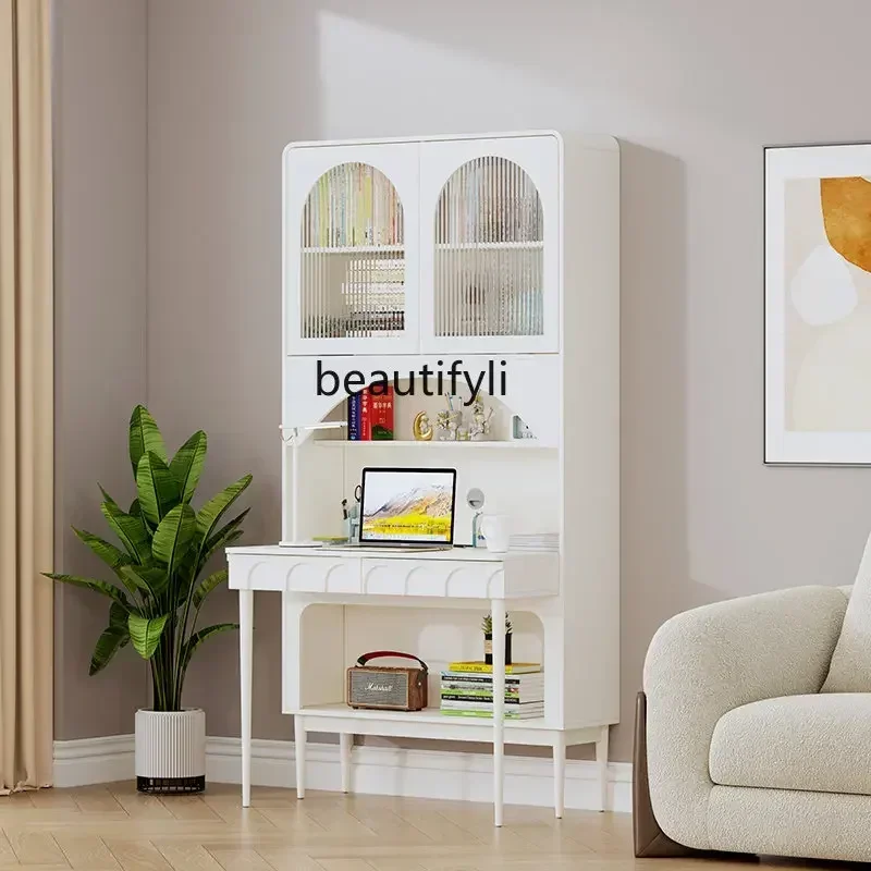 cc1820R zqFrench Desk Book Integrated Student Household Computer Desk Folding Bedroom White Bookcase One-Piece Desk Cabinet Comb