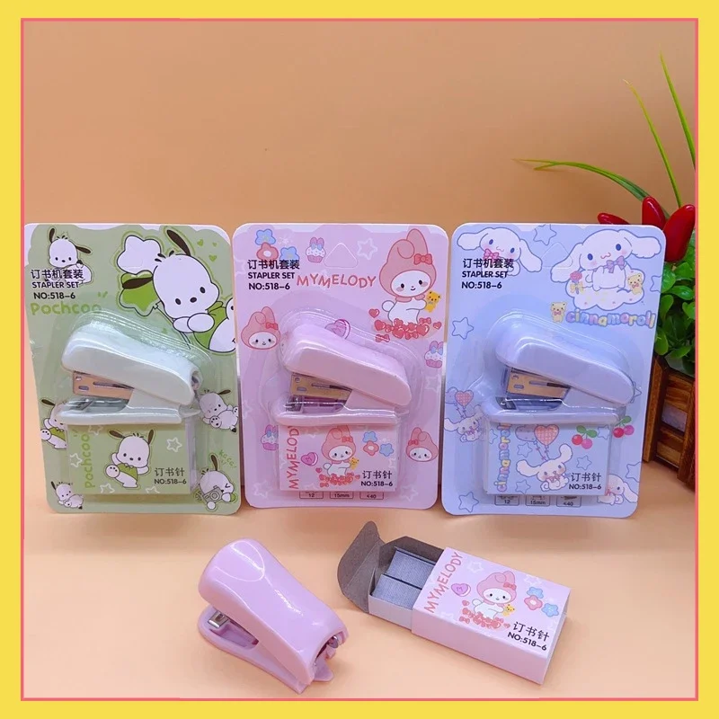 Sanrio Creative Cartoon Mini Stapler Set, Children's Multi functional Stapler with Nails, Student Binding Machine Gift