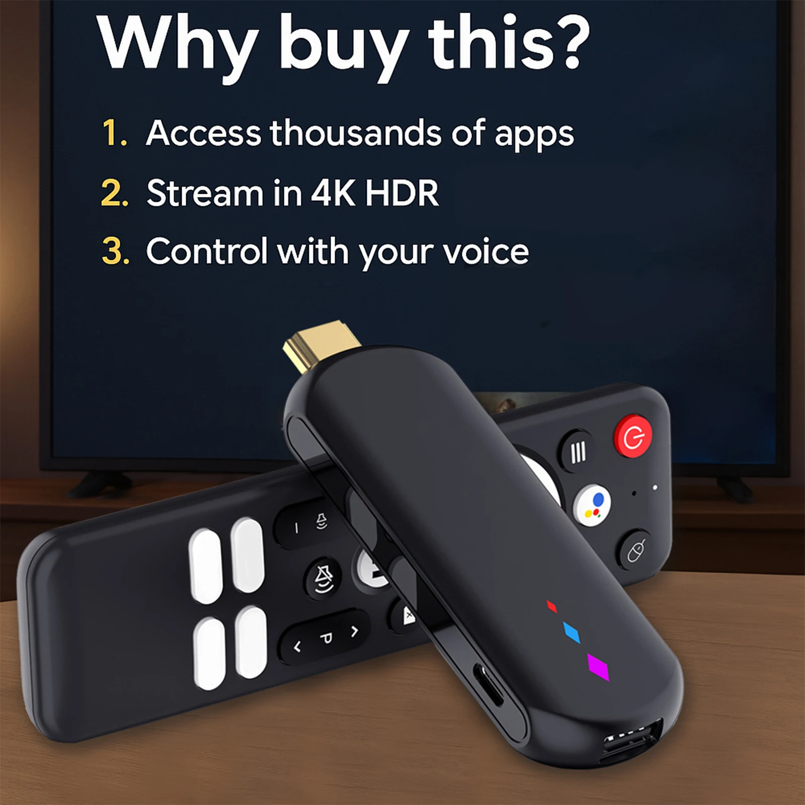 جهاز Android 14 2G 16G Mini TV Stick مع جهاز التحكم عن بعد ومشغل الوسائط المتدفق رباعي النواة TV Box لـ Netflix Hulu Flixster Youtube