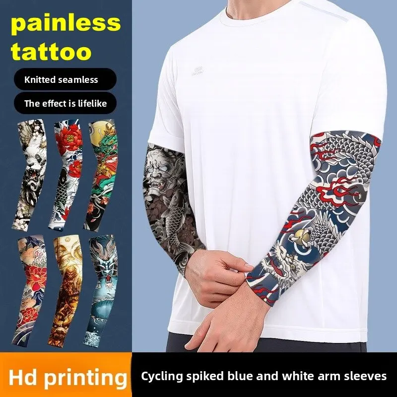 OFFBONDAGE Tattood Ice Sleeve Flower Arm Seamless Ice Silk Sunscreen Sleeve Sleeve Arm Cover Riding Outdoor Arm Protection