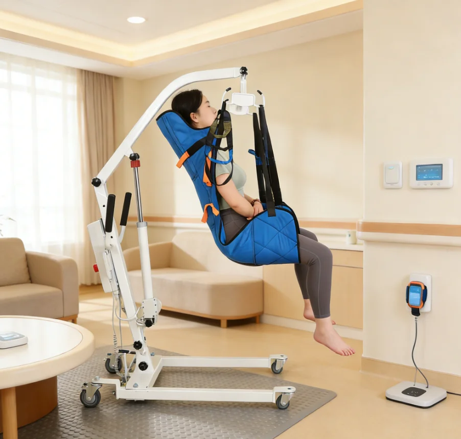 Multifunctional Humanized Design Durable Safe Foldable Intelligent Alloy Steel Electric Disabled Crane Patient Lift