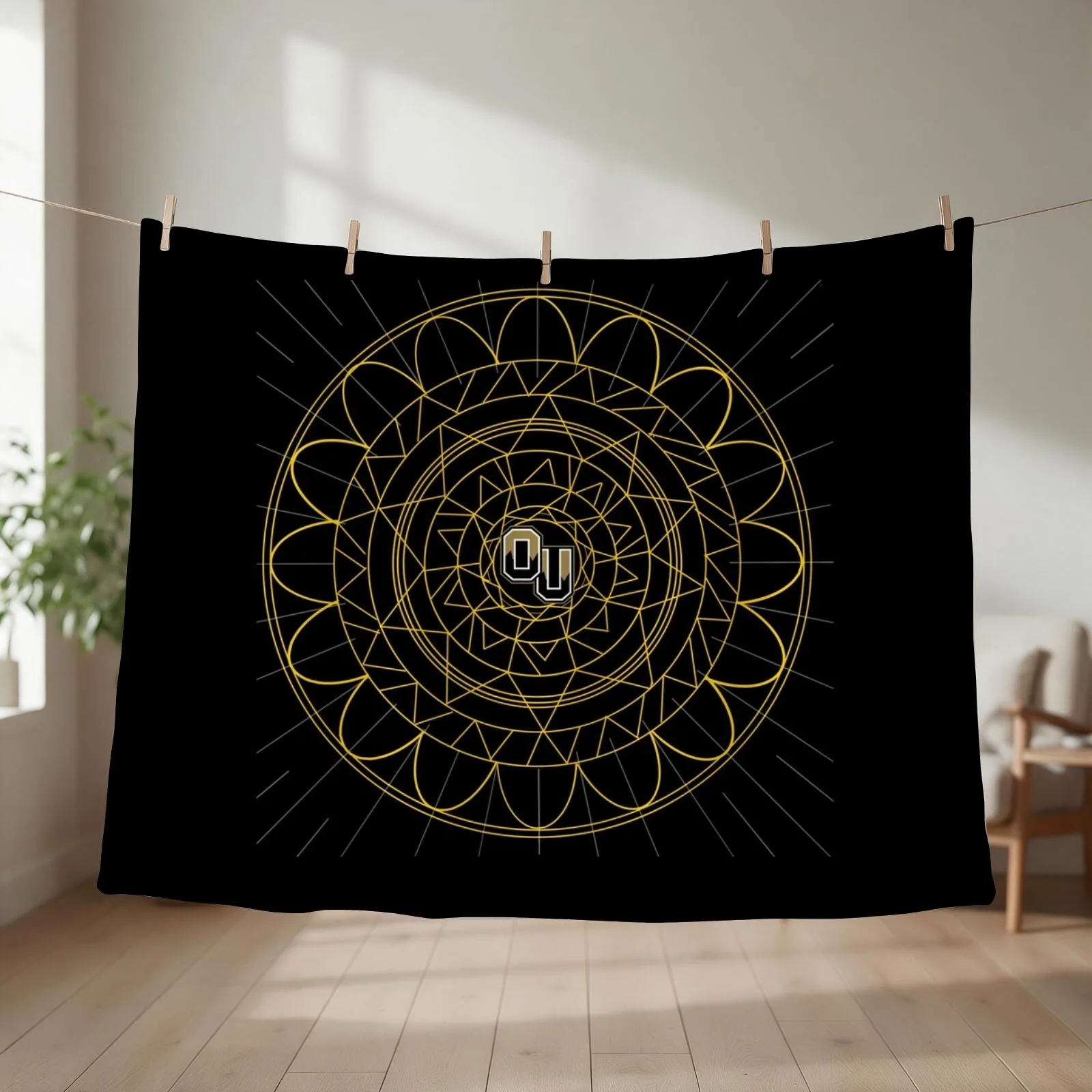 Oakland University Mandala Throw Blanket couch cozy soft plush fuzzy picnic outdoor blanket