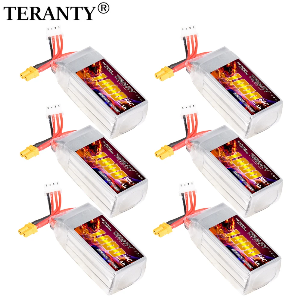 بطارية ليبو TERANTY 3S 11.1V 80C/160C 1000mAh، مناسبة لبطارية الكاميرا الجوية لطائرة هليكوبتر RC كوادكوبتر FPV للسباق بدون طيار
