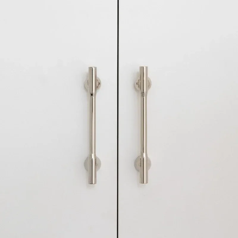 French Brass Silver Furniture Pull Handles Simple Cabinet Door Handles Drawer Knobs For Kitchen Cupboard Wardrobe Closet Pulls