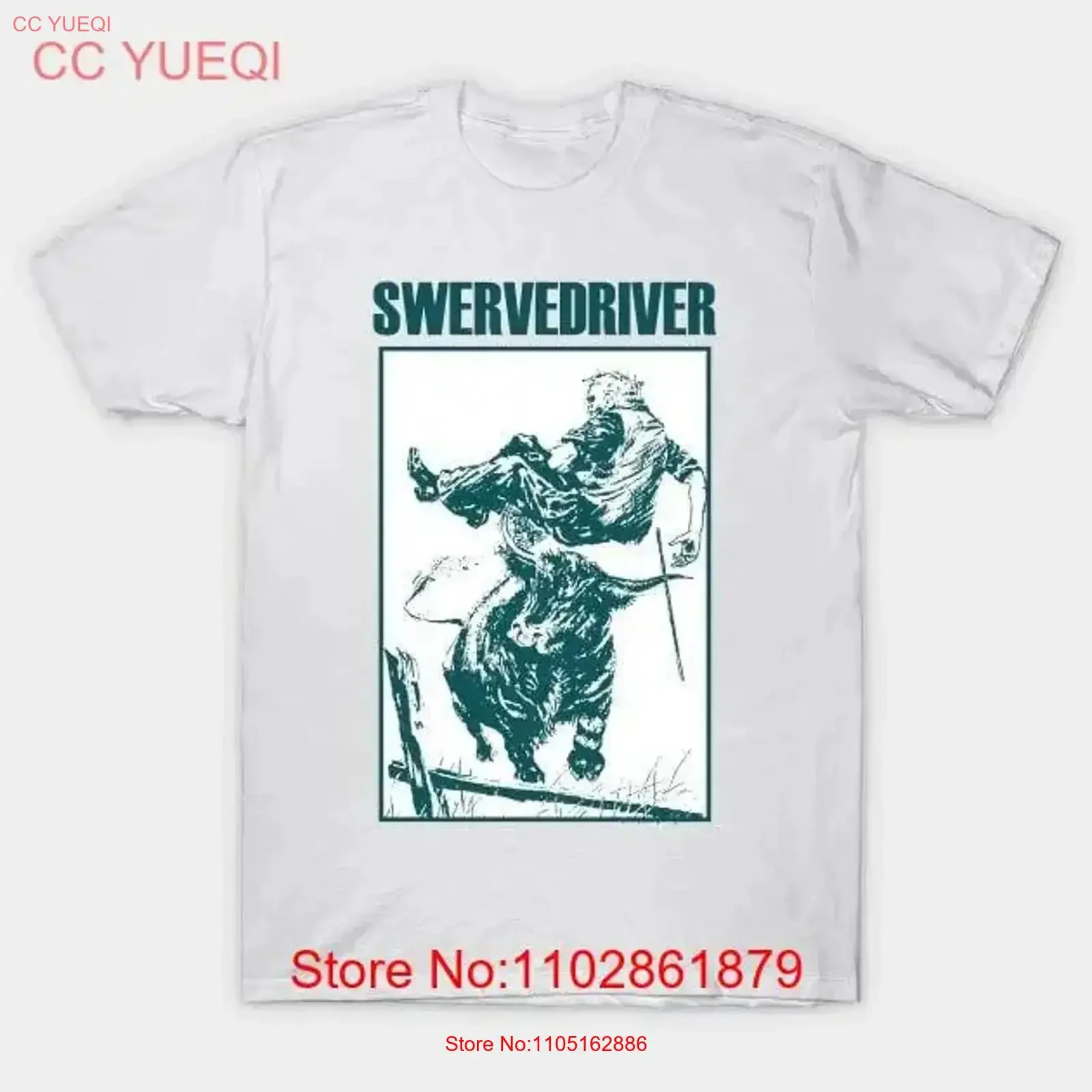 Swervedriver Bull Tribute Design T Shirt white new for fan vintage Washed Slightly designer clothes Casual