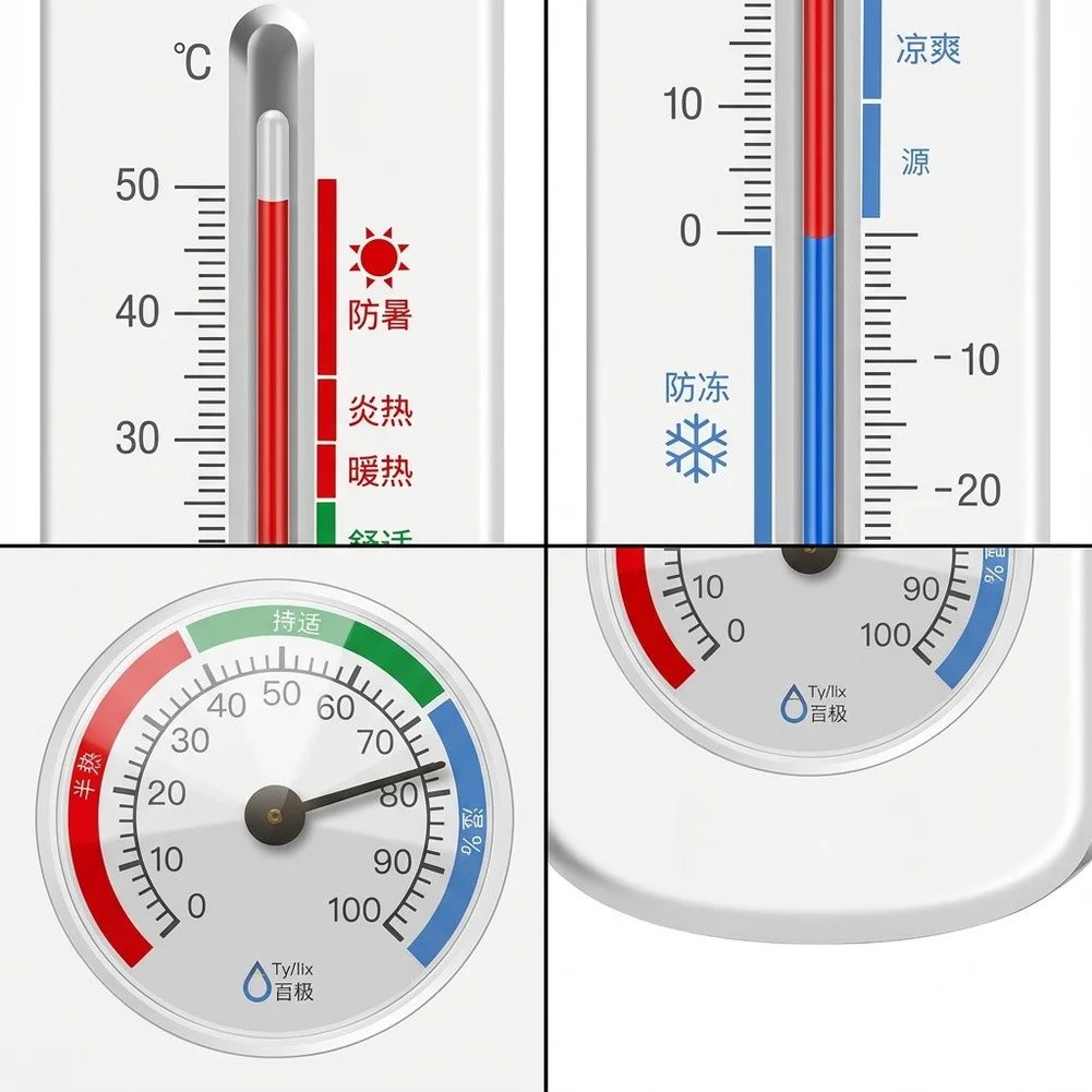 Digital Wall Mount Hygrometer Thermometer for Room Monitoring with Accurate Readings 235x55mm Size White ABS Material