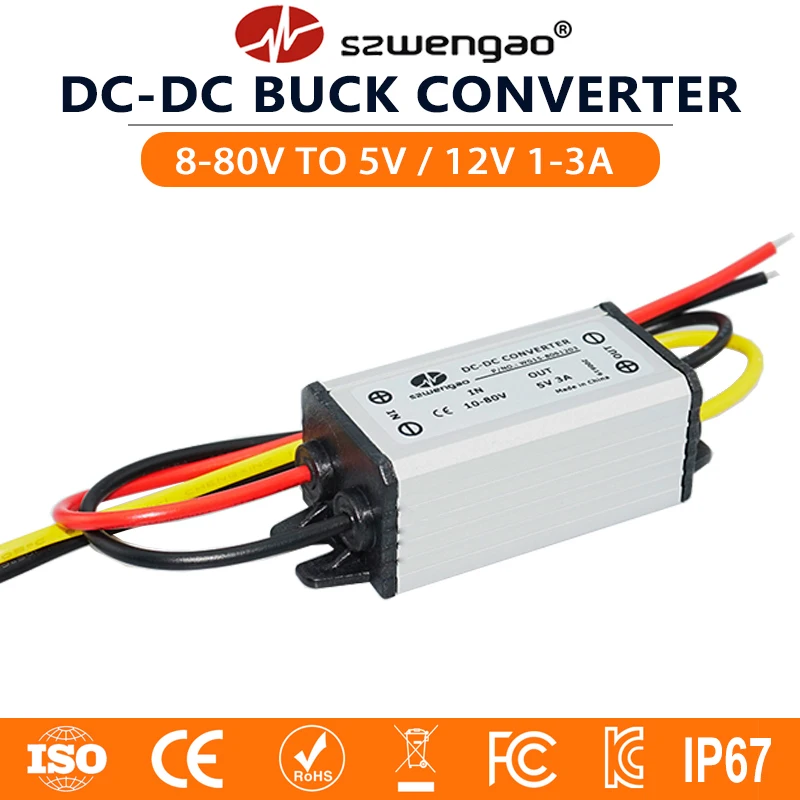 DC DC 12V 24V 36V 48V 60 72V to 5V 12V 1A 2A 3A Buck Module Power Converter Step Down Voltage Regulator for Golf Cart Cars