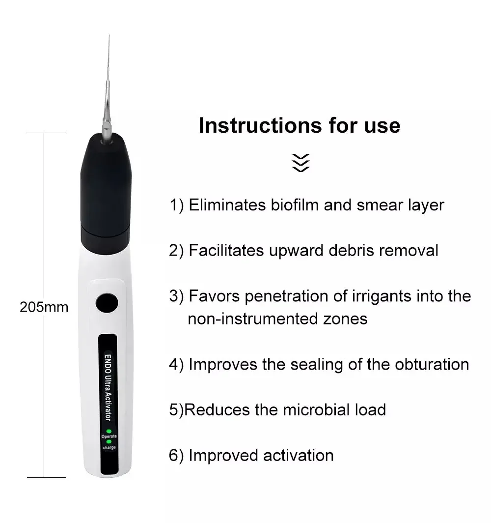 Hight Quality Dental Wireless Ultrasonic Activator Endo Ultra  for root canal instruments tips Washing Tooth with 6 Tips