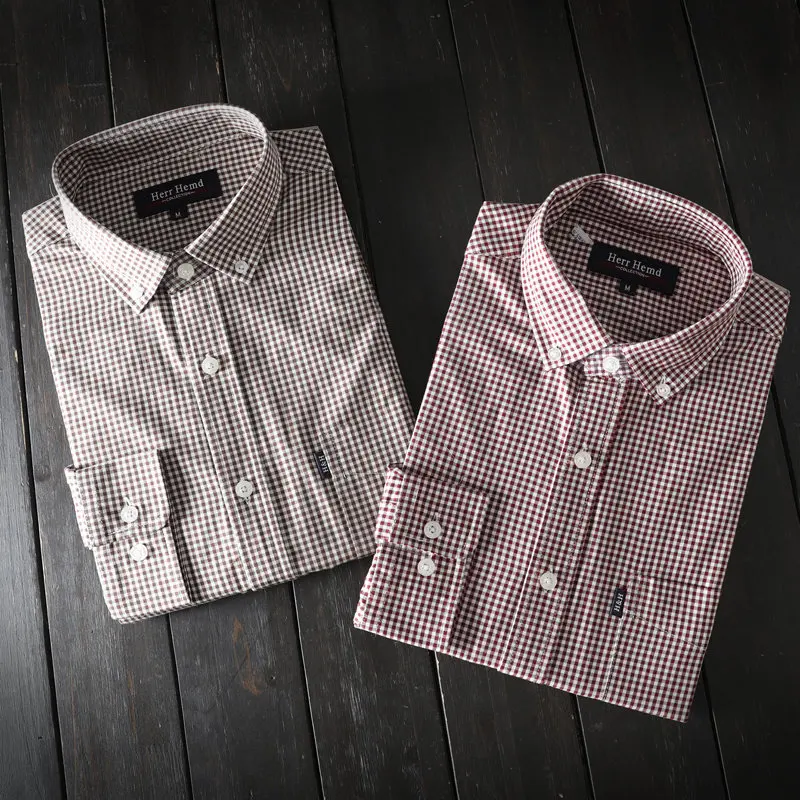 

85 cotton 15 wool! Europe and America! Men's Casual Plaid Long Sleeve Shirt