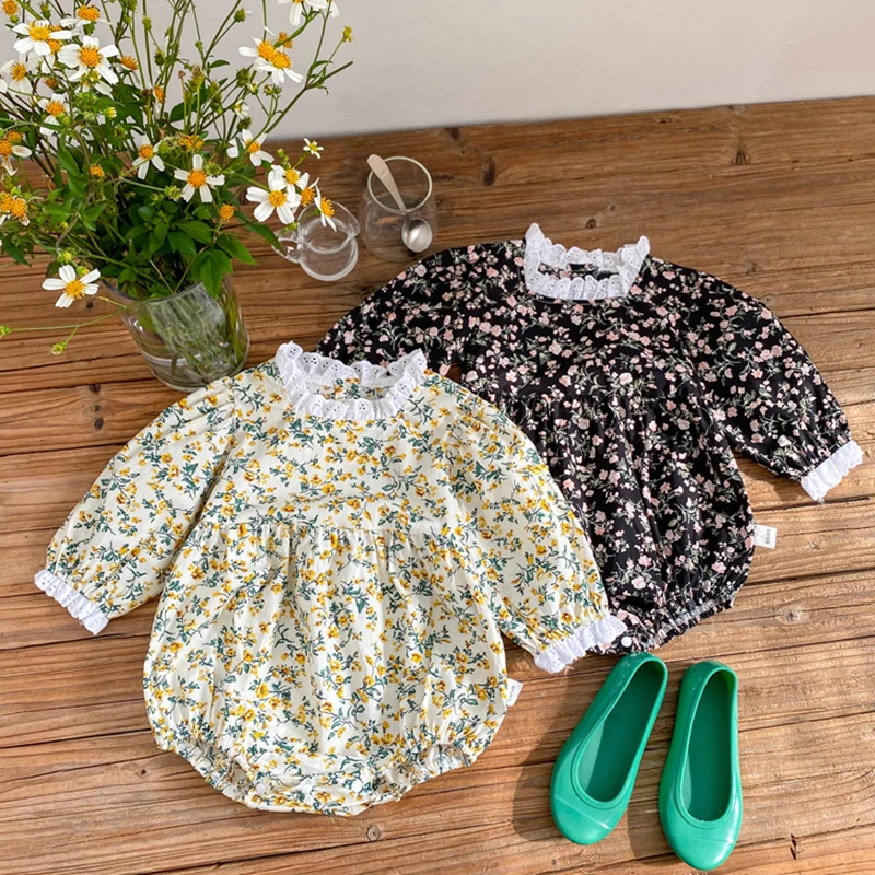 

Infant Baby Girls Jumpsuit Flower Printing Cotton Long Sleeve Newborn Baby Girls Bodysuits Autumn Spring Baby Girls Clothing