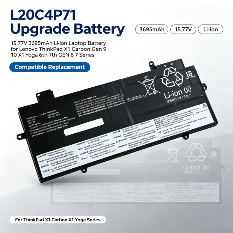 15.77V 3695mah Upgrade L20C4P71 Laptop Li-ion Battery for Lenovo ThinkPad X1 Carbon Gen 9 10 X1 Yoga 6th 7th GEN 6 7 Series