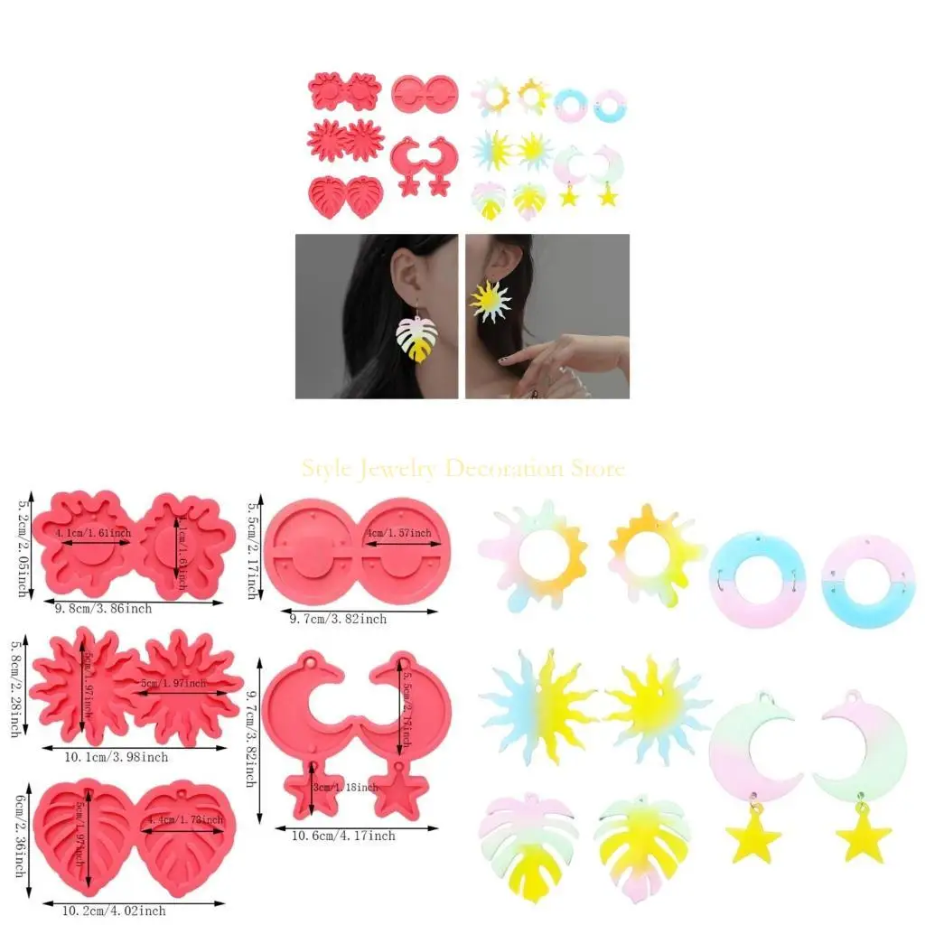 

D46E Monstera Leaves Silicone Mold Epoxy Resin DIY Craft Earrings Pendant Molds Keychain Jewelry Making with Hole Handmade