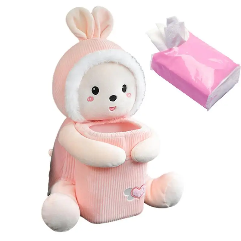 

2 в 1 симпатичная мультяшная коробка для бумажных салфеток, креативный Короткий держатель, удобный для автомобильного подлокотника, контейнер для мусора